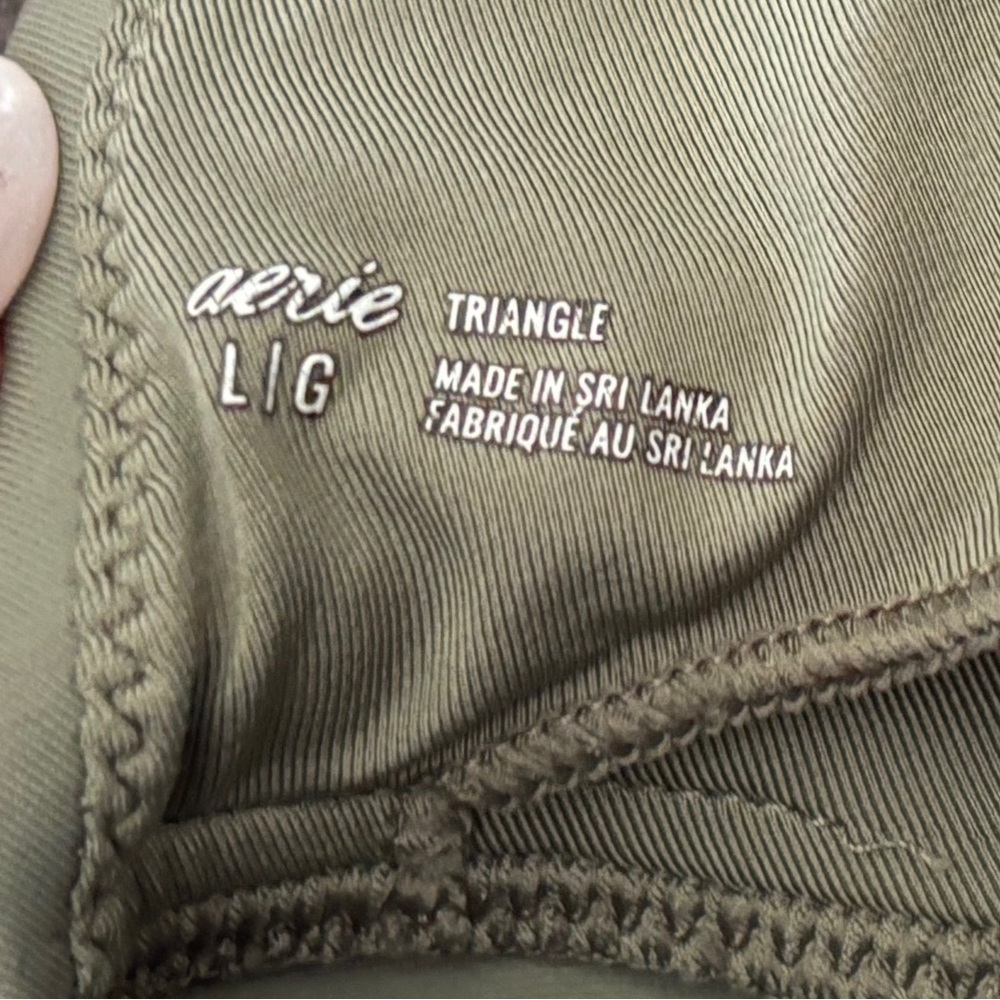 Aerie Triangle Bralette Olive Green Size: Large - Picture 4 of 4